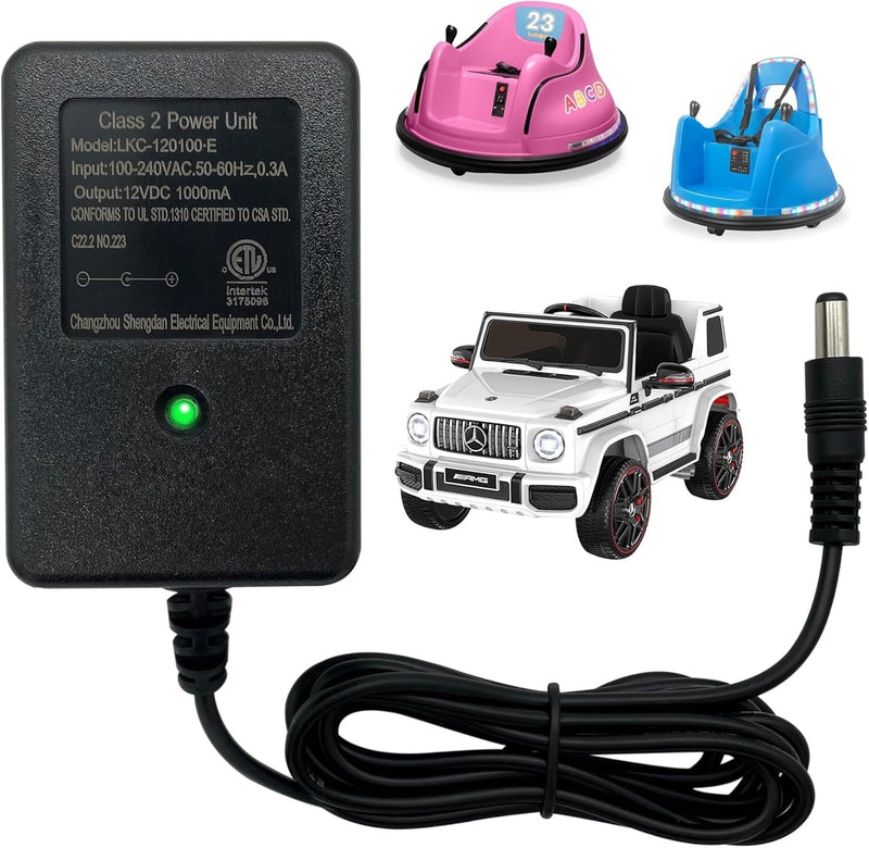 Universal 12V Charger with Safety Features for Ride-On Toys and Bumper Cars