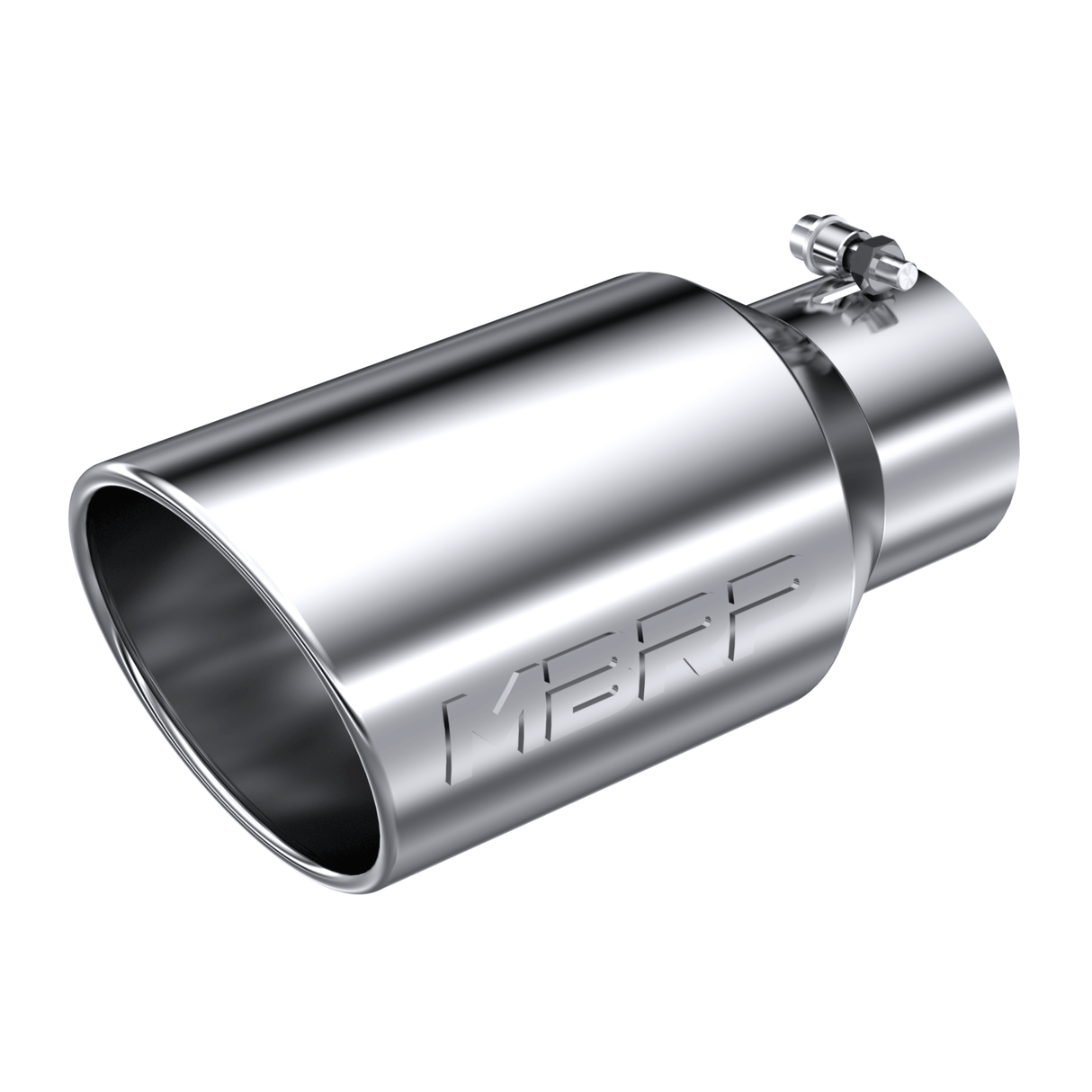 Universal Angled Rolled End Polished Stainless Steel Exhaust Tip 4" x 6" x 12" (T5073)