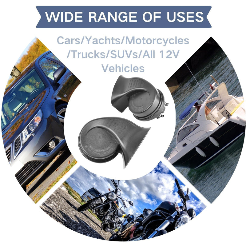 Universal Car Horn Upgrade Kit 12V High Low Dual Tone Snail Loud Water-Resistant