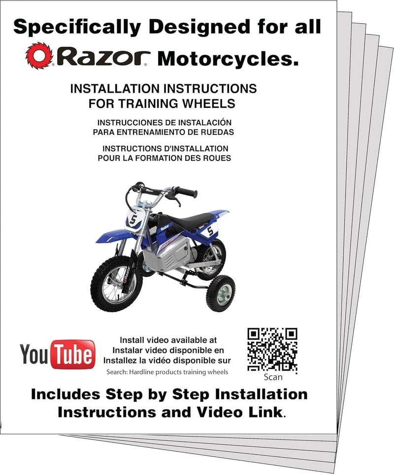 Adjustable Training Wheels Universal Fit for Razor MX125 to MX650 Models