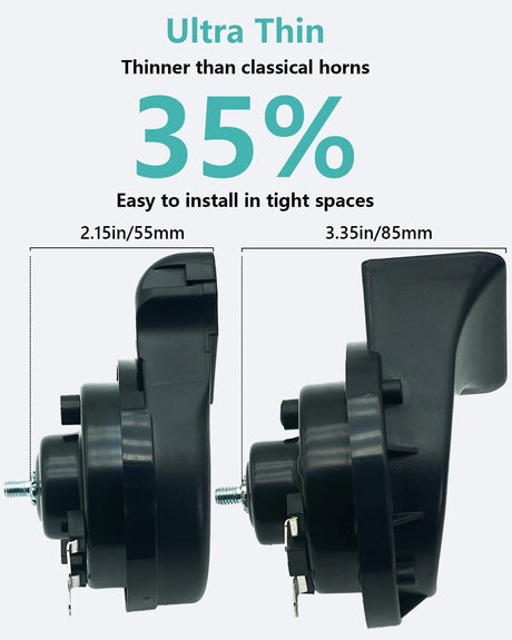 Universal 12V Compact Car Horn Kit with Loud Double Pitch and Deep Bass Sound