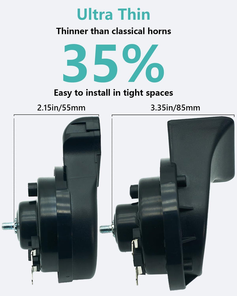 Universal 12V Compact Car Horn Kit with Loud Double Pitch and Deep Bass Sound