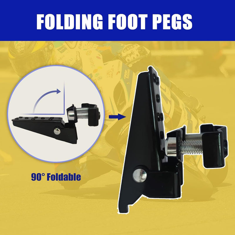 Universal Folding Motorcycle Foot Pegs Pedals Compatible with Mini Bikes and ATVs