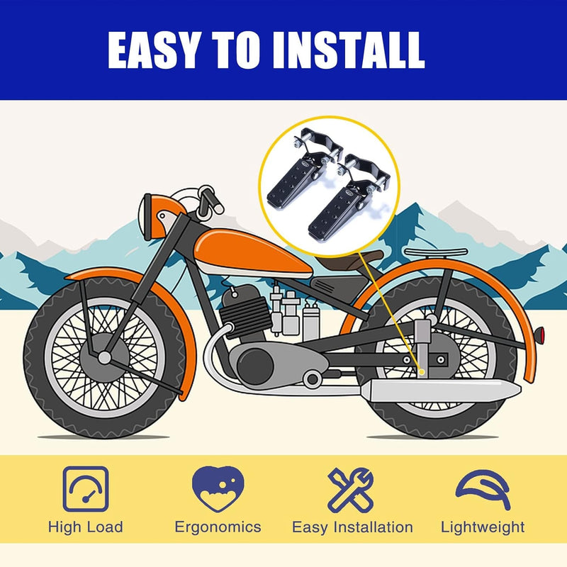 Universal Folding Motorcycle Foot Pegs Pedals Compatible with Mini Bikes and ATVs