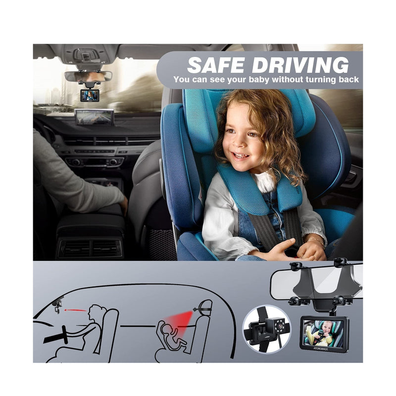 Upgraded AHD 1080P Baby Car Camera with 4.3'' Display for Rear-Facing Seats