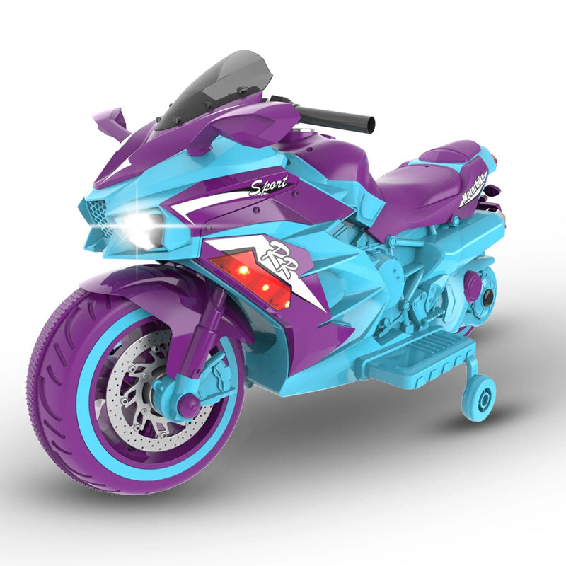 12V Electric Kids Ride-On Dirt Bike with Training Wheels in Mixed Colors