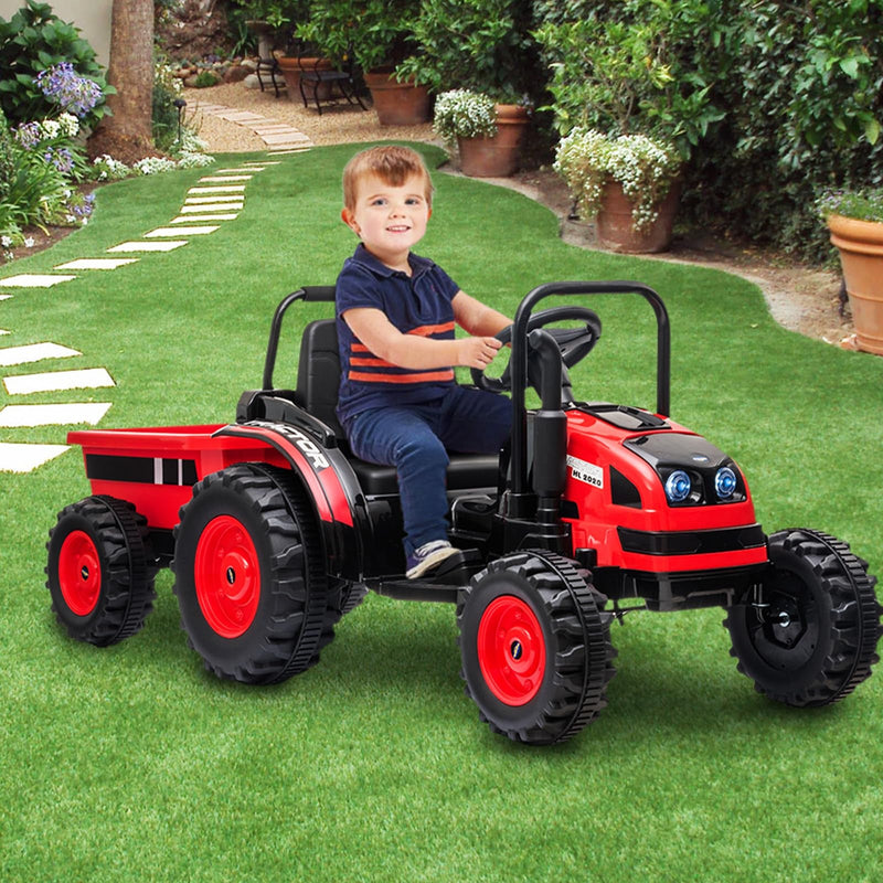12V Electric Kids Ride-On Tractor with Trailer and Remote Control