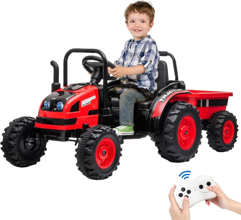 12V Electric Kids Ride-On Tractor with Trailer and Remote Control