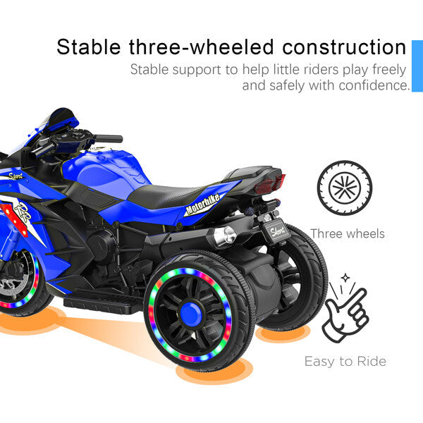 12V Electric Kids Ride-On Dirt Bike with 3 Wheels and Built-In Music