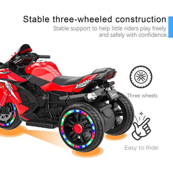 12V Electric Kids Ride-On Dirt Bike with 3 Wheels and Built-In Music
