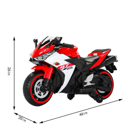Kids 12V Electric Ride-On Dirt Bike with Training Wheels