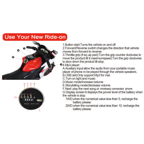Kids 12V Electric Ride-On Dirt Bike with Training Wheels