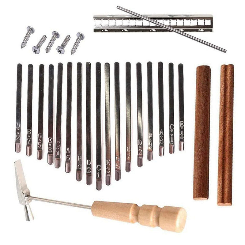 17-Key Thumb Piano Kalimba Set with Tuning Hammer, Keys, Screws, and Metal Bar
