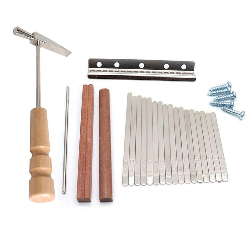 17-Key Thumb Piano Kalimba Set with Tuning Hammer, Keys, Screws, and Metal Bar