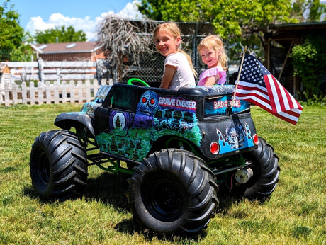 24V Mountable Jolly Roger Pirate Flag for Ride-On Grave Digger Toy