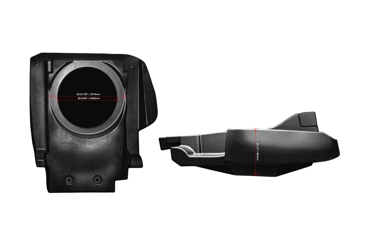 Can-Am® Maverick R 10" Front Passenger Subwoofer Enclosure (2-SEAT MODELS) – Unloaded | UTVS-R-ENC-PASS-2 UTV Stereo