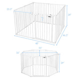 Versatile 8-Panel Metal Play Yard and Pet Barrier with Adjustable Wall Mount