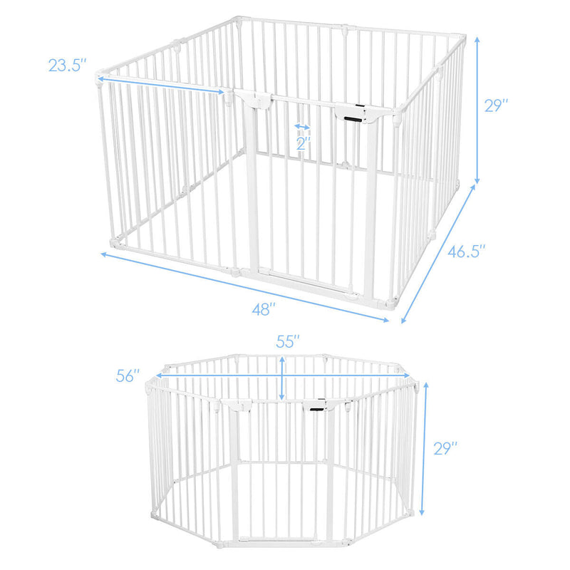 Versatile 8-Panel Metal Play Yard and Pet Barrier with Adjustable Wall Mount