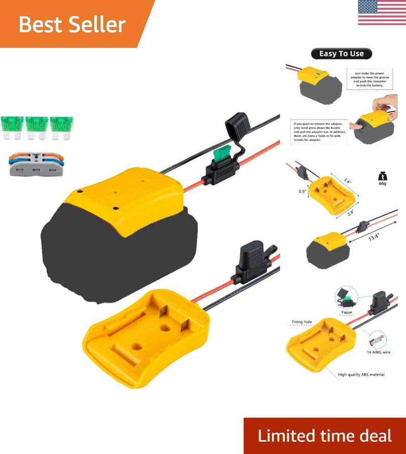 Power Wheel Adapter for Dewalt Batteries with 12.5" Wire and Fuse