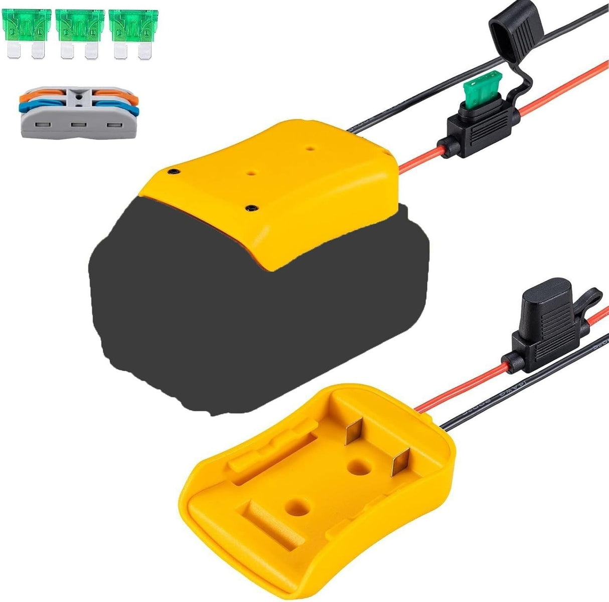 Power Wheel Adapter for Dewalt Batteries with 12.5" Wire and Fuse