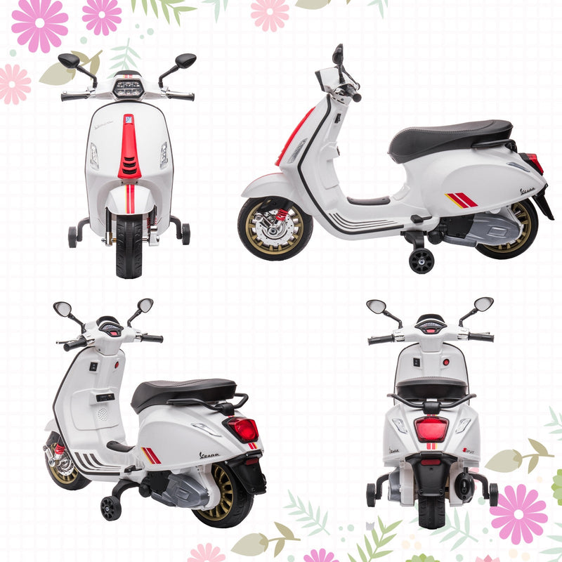 Licensed Vespa Electric Motorcycle for Kids with Music and FM Radio
