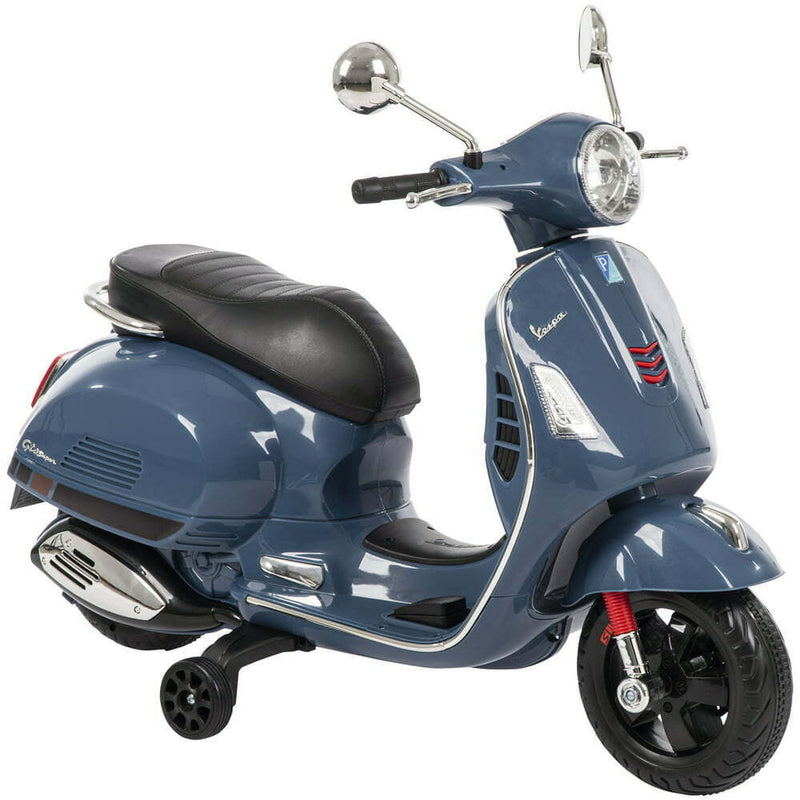 Vespa-Style 6V Electric Scooter for Kids with Training Wheels