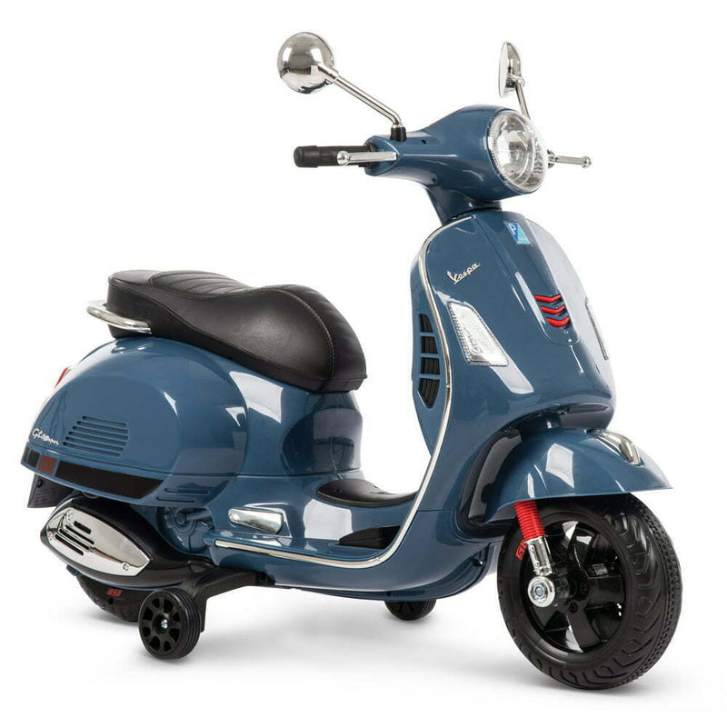 Vespa-Style 6V Electric Scooter for Kids with Training Wheels