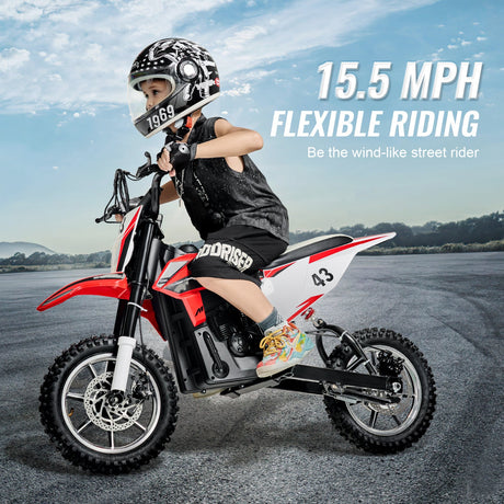 36V Electric Ride-On Motorcycle for Kids with LED Lights, Suitable for Ages 14+