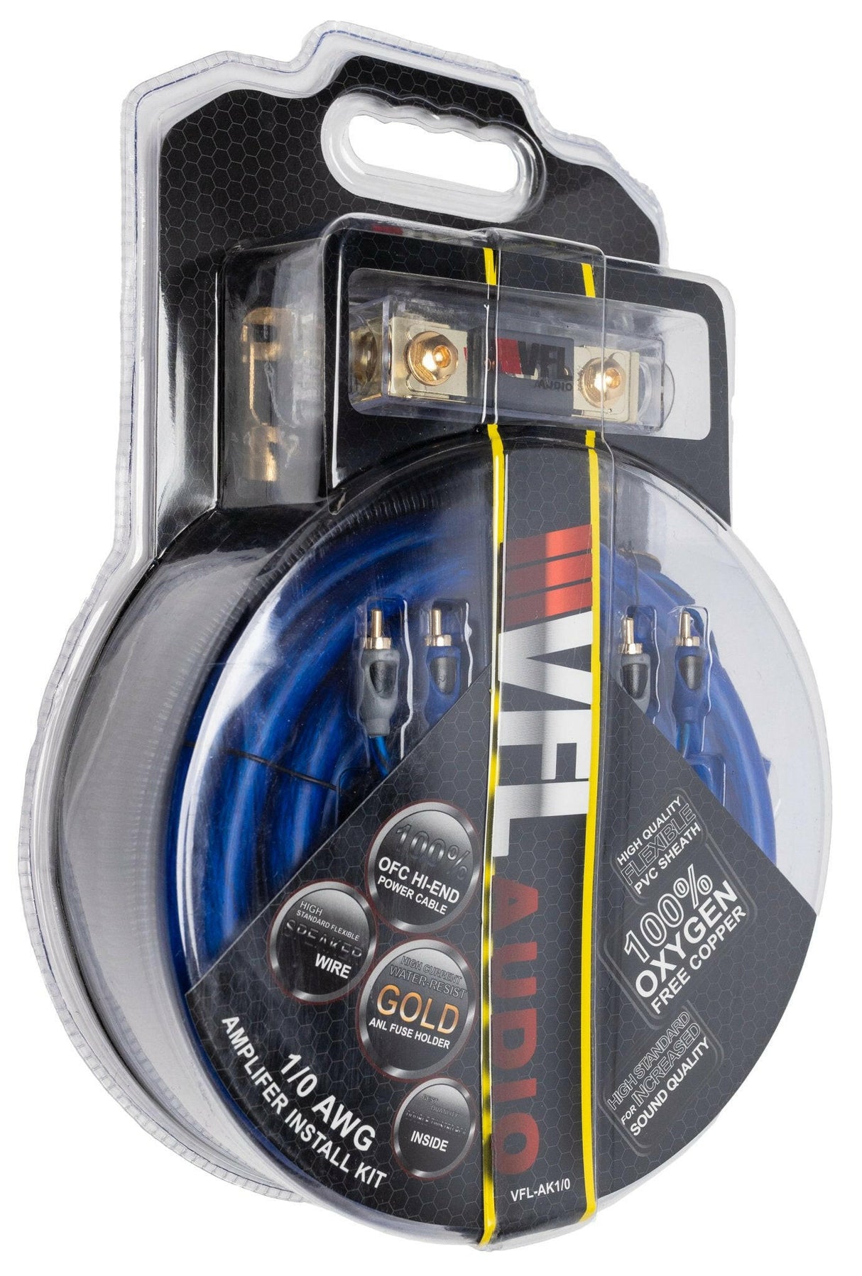 VFL 0 Gauge Complete OFC (Oxygen Free Copper) Amplifier Wiring Kit - High Power Car Audio Amp Install Kit with Power, Ground & RCA Cables