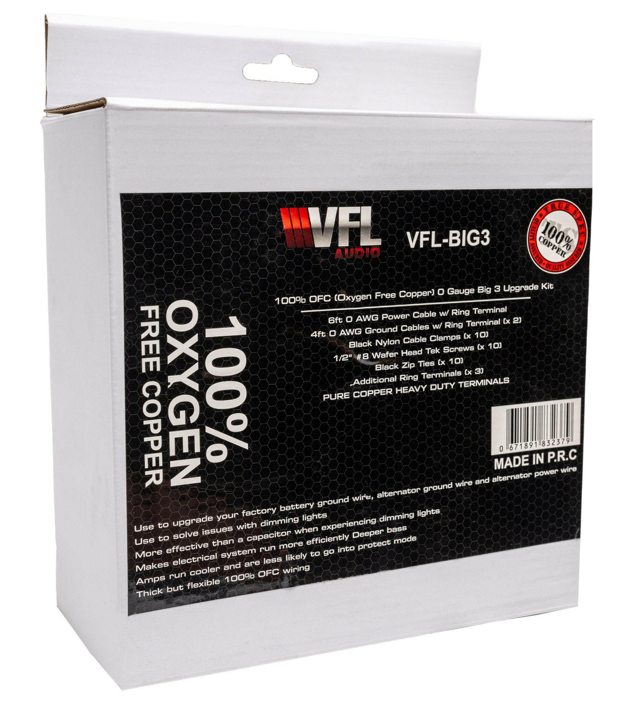 VFL Audio BIG3 100% Oxygen-Free Copper 0 Gauge Amplifier Kit