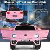 Vibrant Pink Volkswagen Beetle Kids Electric Ride On Car with Remote Control - Built to Last