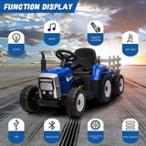 VILOBOS 12V Ride On Tractor with Trailer - Battery Powered Toy Car for Kids