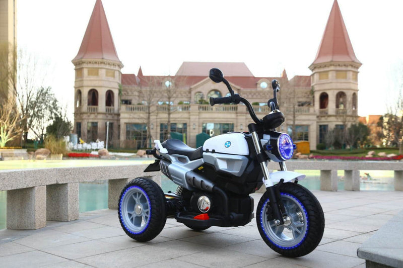 12V Kids Ride-On Motorcycle with 3 Wheels, LED Lights, and Audio Features