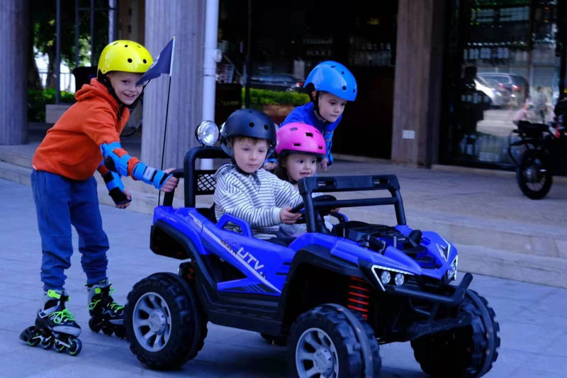 Kids 12V Ride-On Car with Remote Control, iPhone App Connectivity, and LED Lights