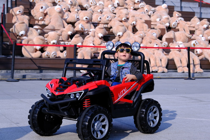 Kids 12V Ride-On Car with Remote Control, iPhone App Connectivity, and LED Lights