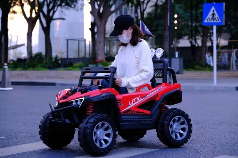 Kids 12V Ride-On Car with Remote Control, iPhone App Connectivity, and LED Lights