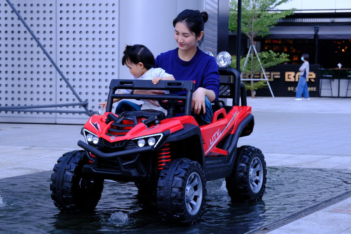 Kids 12V Ride-On Car with Remote Control, iPhone App Connectivity, and LED Lights