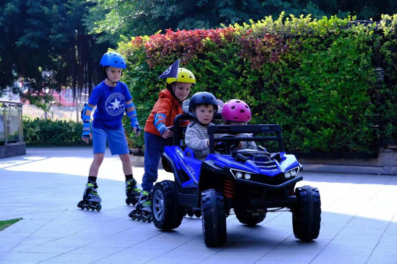 Kids 12V Ride-On Car with Remote Control, iPhone App Connectivity, and LED Lights