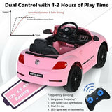 Volkswagen Beetle Kids Electric Ride On Car with Remote Control in Pink