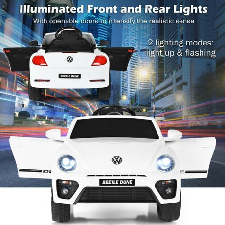 Volkswagen Beetle Kids Electric Ride On Car with Remote Control - White, Built to Last