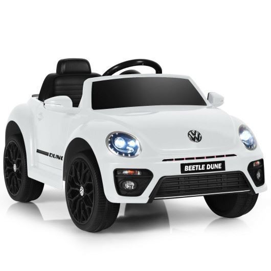 Volkswagen Beetle Kids Electric Ride On Car with Remote Control - White, Built to Last