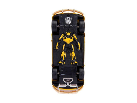 Weathered Yellow VW Beetle Diecast with Robot on Chassis and Charlie Figurine "Bumble"