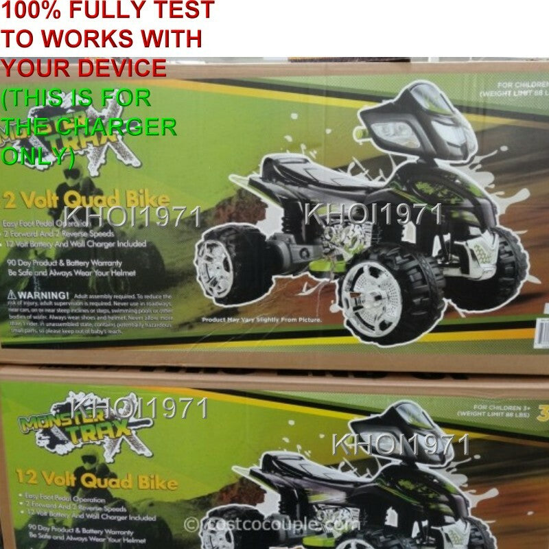 12 Volt AC Wall Charger Adapter for Monster Trax Quad Bike 4-Wheeler – Black and Green