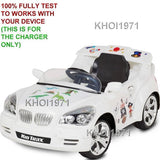 White 8V AC Wall Charger Adapter with Custom Coupe Sticker Decal for KidTrax Ride-On Car