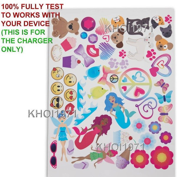 White 8V AC Wall Charger Adapter with Custom Coupe Sticker Decal for KidTrax Ride-On Car