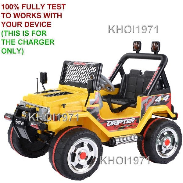 Yellow AC Wall Charger Adapter for Costway Drifter Jeep Truck Ride-On Toy