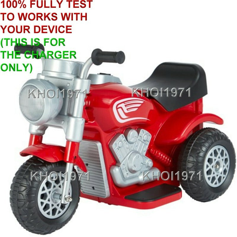 AC Wall Charger Adapter for 6V Battery 3-Wheel Ride-On Motorcycle – Pink and Black Options