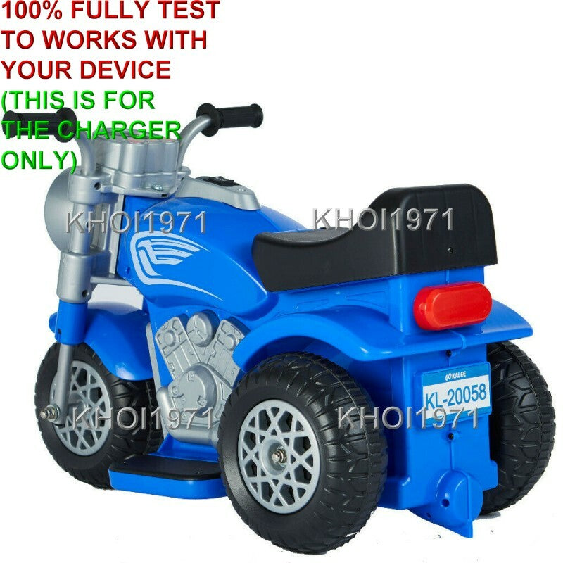 AC Wall Charger Adapter for 6V Battery 3-Wheel Ride-On Motorcycle – Pink and Black Options