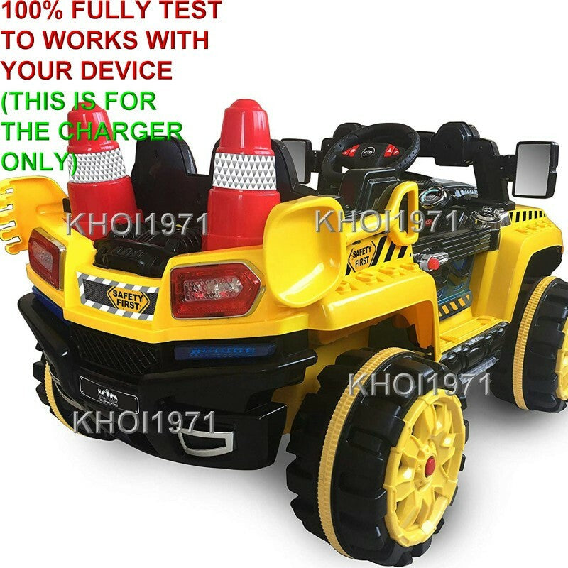 Yellow AC Wall Charger Adapter for Kid Motorz Construction Patrol Ride-On Truck Model 1158