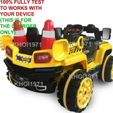 Yellow AC Wall Charger Adapter for Kid Motorz Construction Patrol Truck Ride F4 1158